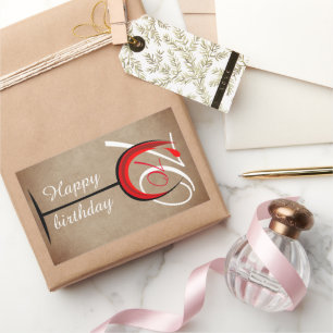 Rustic Red Wine Glass Script 70th Birthday Rechthoekige Sticker