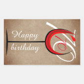 Rustic Red Wine Glass Script 70th Birthday Rechthoekige Sticker (Voorkant)