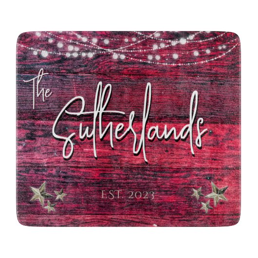 Rustic Red Wood, aangepast jaar Snijplank (Voorkant)