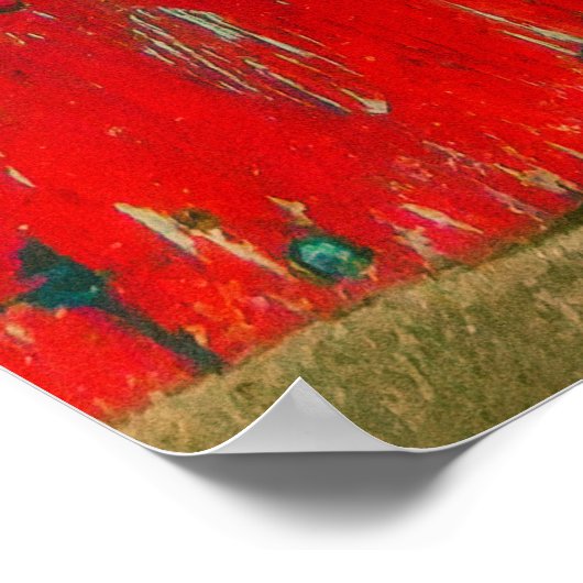 Rustic Red Wood Boat op het strand Poster (Hoek)