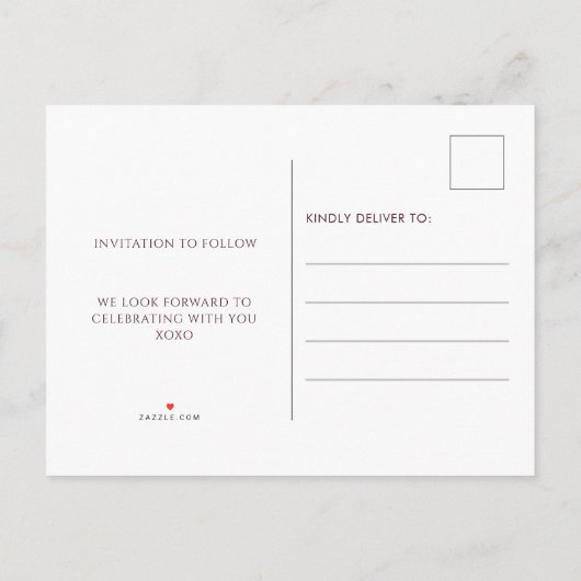 Rustic Red Wood String Lights bruiloft bewaart de  Aankondigingskaart (Achterkant)