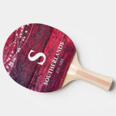 Rustic Red Wood String Lights Tafeltennisbatje (Zijkant)