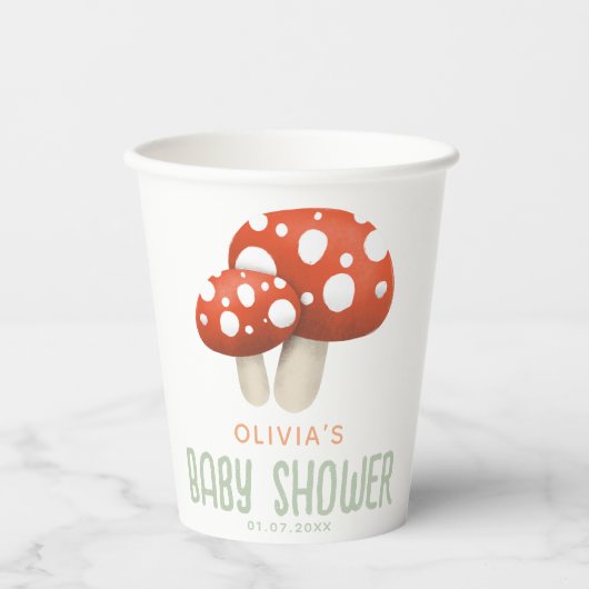 Rustic Red Woodland Mushroom Baby shower Papieren Bekers (Voorkant)