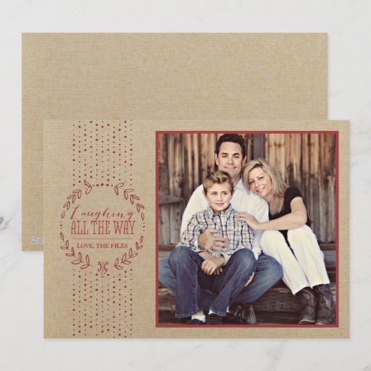 Rustic Red Wreath Holiday-fotokaart Feestdagenkaart (Voorkant / Achterkant)