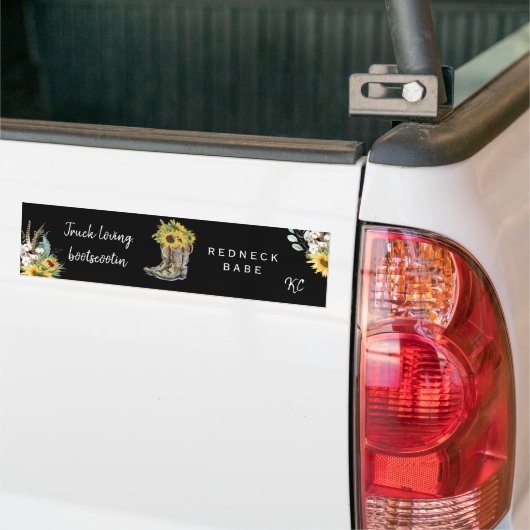 Rustic Rednek Babe Sunflower Monogram Bumpersticker (Op Truck)