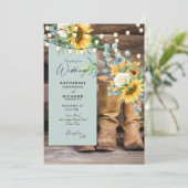 Rustic Rednek Boots Sunflower Wedding Kaart (Staand voorkant)