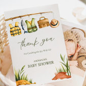 Rustic Reel Excited Little Fisherman Baby Shower Bedankkaart