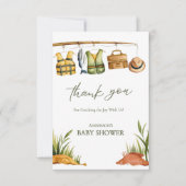 Rustic Reel Excited Little Fisherman Baby Shower Bedankkaart (Voorkant)