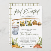 Rustic Reel Excited Little Fisherman Baby Shower Kaart (Voorkant / Achterkant)