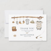 Rustic Reel Fun Gevist Baby shower Dank u Bedankkaart (Voorkant)