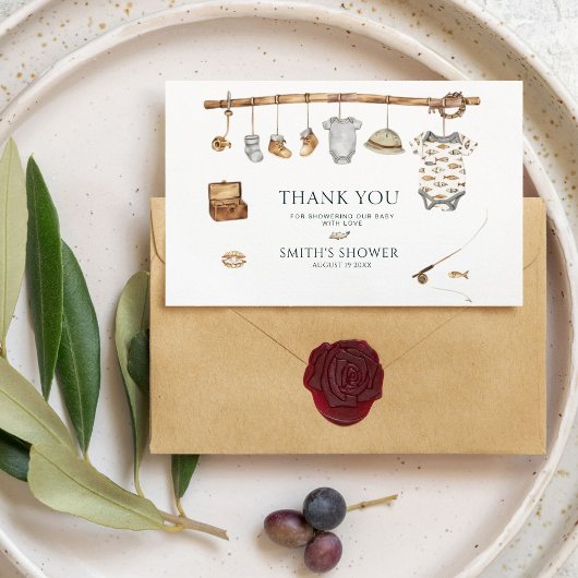 Rustic Reel Fun Gevist Baby shower Dank u Bedankkaart