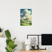 Rustic Refuge Cottage Beneath the Summer Clouds Poster (Thuiskantoor)