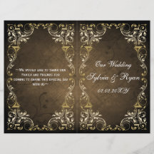 Rustic Regal Ornamental Brown and Gold Wedding