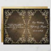 Rustic Regal Ornamental Brown and Gold Wedding (Voorkant / Achterkant)