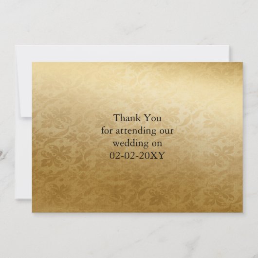 Rustic Regal Ornamental Brown and Gold Wedding Bedankkaart (Achterkant)
