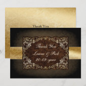 Rustic Regal Ornamental Brown and Gold Wedding Bedankkaart (Voorkant / Achterkant)