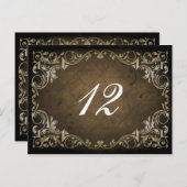 Rustic Regal Ornamental Brown and Gold Wedding Briefkaart (Voorkant / Achterkant)