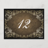 Rustic Regal Ornamental Brown and Gold Wedding Briefkaart (Achterkant)