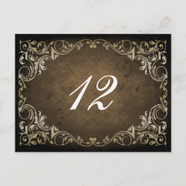 Rustic Regal Ornamental Brown and Gold Wedding Briefkaart