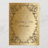 Rustic Regal Ornamental Brown and Gold Wedding Menu (Achterkant)