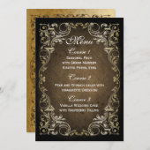 Rustic Regal Ornamental Brown and Gold Wedding Menu (Voorkant / Achterkant)