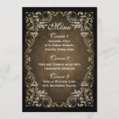 Rustic Regal Ornamental Brown and Gold Wedding Menu (Voorkant)