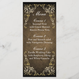 Rustic Regal Ornamental Brown and Gold Wedding Menu