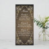 Rustic Regal Ornamental Brown and Gold Wedding Menu (Staand voorkant)