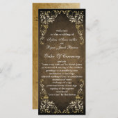 Rustic Regal Ornamental Brown and Gold Wedding Programmakaart (Voorkant / Achterkant)