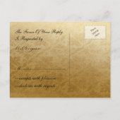 Rustic Regal Ornamental Brown and Gold Wedding Uitnodiging Briefkaart (Achterkant)