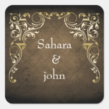 Rustic Regal Ornamental Brown and Gold Wedding