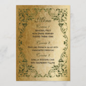 Rustic Regal Ornamental Green and Gold Wedding Menu (Voorkant)