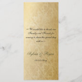 Rustic Regal Ornamental Green and Gold Wedding Menu (Achterkant)