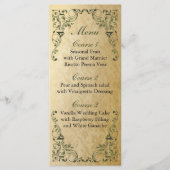 Rustic Regal Ornamental Green and Gold Wedding Menu (Voorkant)
