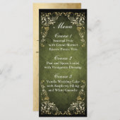 Rustic Regal Ornamental Green and Gold Wedding Menu (Voorkant / Achterkant)