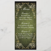 Rustic Regal Ornamental Green and Gold Wedding Menu (Voorkant)