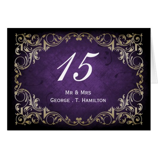 Rustic Regal Ornamental Paars and Gold Wedding (Voorkant Horizontaal)