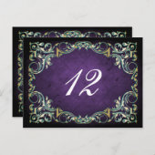 Rustic Regal Ornamental Paars and Gold Wedding Briefkaart (Voorkant / Achterkant)