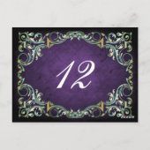 Rustic Regal Ornamental Paars and Gold Wedding Briefkaart (Achterkant)
