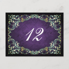 Rustic Regal Ornamental Paars and Gold Wedding Briefkaart