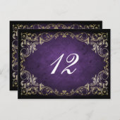 Rustic Regal Ornamental Paars and Gold Wedding Briefkaart (Voorkant / Achterkant)