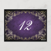 Rustic Regal Ornamental Paars and Gold Wedding Briefkaart (Achterkant)