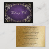 Rustic Regal Ornamental Paars and Gold Wedding Informatiekaartje (Voorkant / Achterkant)