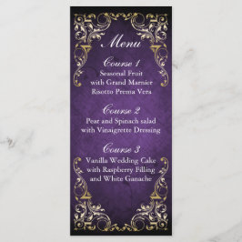 Rustic Regal Ornamental Paars and Gold Wedding Menu