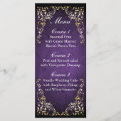 Rustic Regal Ornamental Paars and Gold Wedding Menu (Voorkant)