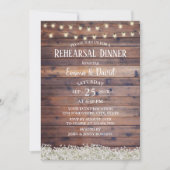 Rustic Rehearsal Dinner Baby's Breath String Light Kaart (Voorkant)