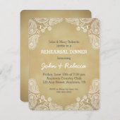 Rustic Rehearsal Dinner Invite, White Paisley Kaart (Voorkant / Achterkant)