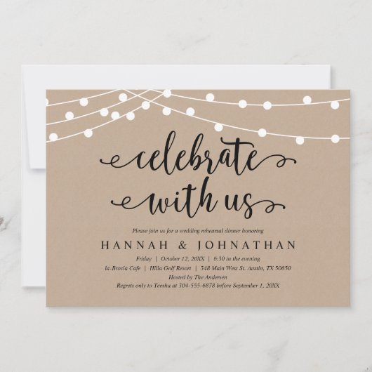 Rustic Rehearsal Dinner Kaart (Voorkant)