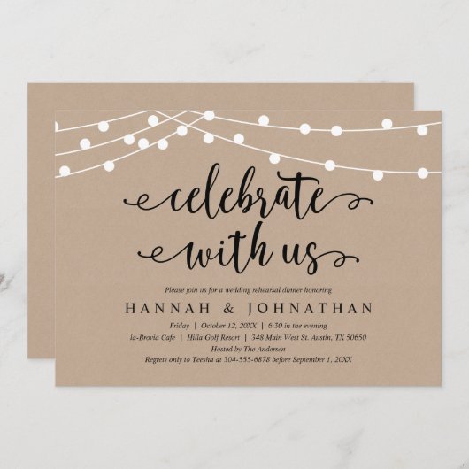 Rustic Rehearsal Dinner Kaart (Voorkant / Achterkant)