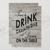 Rustic Rehearsal Dinner Time to Drink Champagne Kaart (Voorkant / Achterkant)